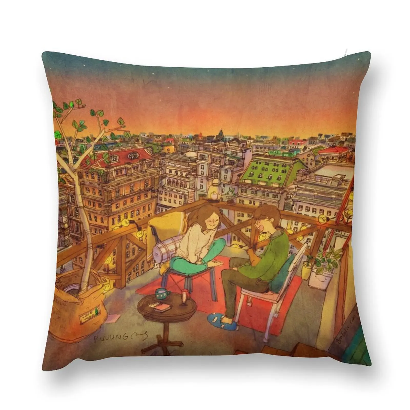 Puuung Illustration No.165 Throw Pillow Pillowcase Cushion Pillow Cases Decorative pillow