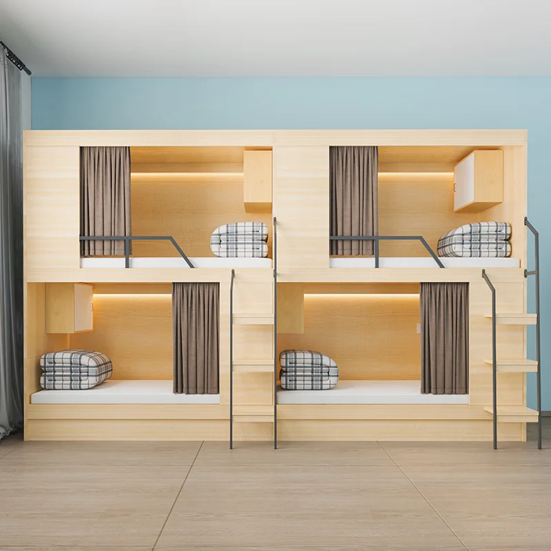 

Youth Hostel All Inclusive Bed School Dormitory Apartment Steel Wood Combined Bunk Bed High and Low Space Upper and Lower Beds
