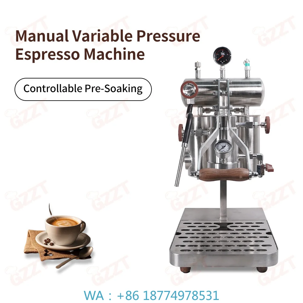 Commercial Cafe Manual Espresso Maker, Gas Heating Dual‑use Retro Mechanical Pull Bar 304 SUS 58MM Coffee Brewing Tool