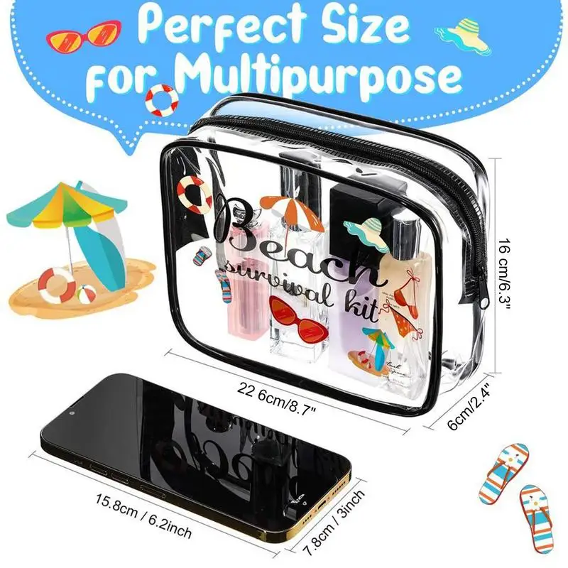 Maquiagem transparente Bag com Metal Zipper, impermeável Bolsa De Armazenamento, Suporte De Roupas, Organizador De Cosméticos, Acessórios Domésticos