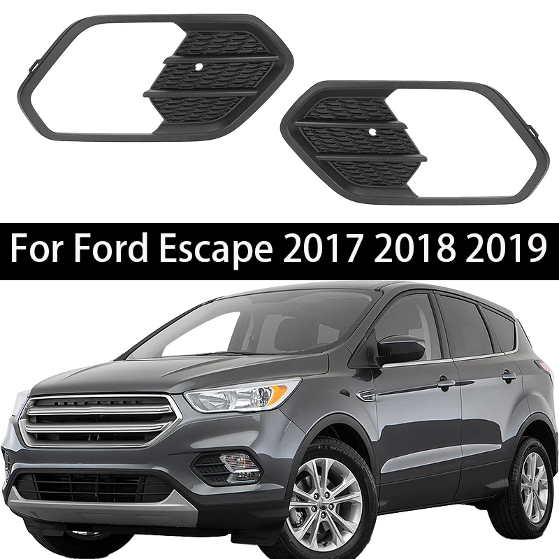 

For Ford Escape 2017 2018 2019 Front Bumper Fog Light Cover Mesh Gloss Black Lamp Cover