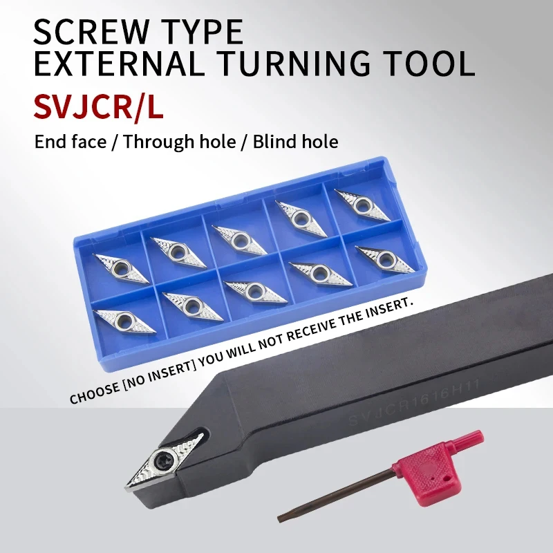 Ferramenta de torneamento externo CNC, Carbide Insert, Ferramenta Combinada, SVJCR1212H11, SVJCR1616H16, SVJCL2525M16, VCMT, VCGT, 1 PC