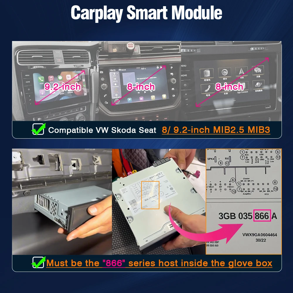 AUTOTOP Draadloze Android Auto Carplay Module Box Voor Skoda Octavia Polo Golf7 Passat Arteon Scirocco T-Cross Tiguan MIB MIB2