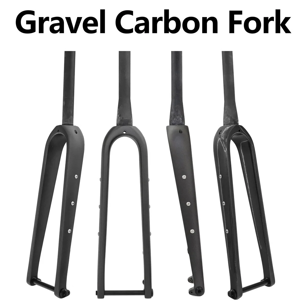 Off-road T800 Carbon Fiber Gravel Bicycle Forks Road Bike Rigid 700C Matte Black Thru Axle Dropout 100mm TH Straight/Taper Steer