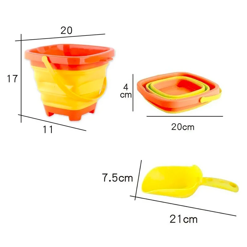 Zabawki plażowe dla dzieci Składane wiadro do samochodu Zabawki do piasku dla małych dzieci ze składaną łopatą Zestaw grabi Formy do piasku Letnie
