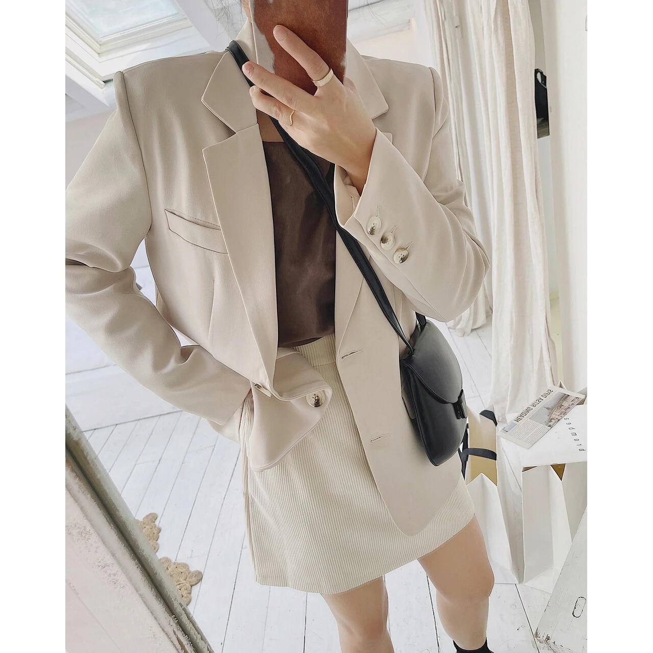 2022 Ivory New Woman Blazer Jacket Coat Spring Clothes Dress Skirt Suits Fashion Formal Outfits Elegant Oem Office Y2k Cardigan