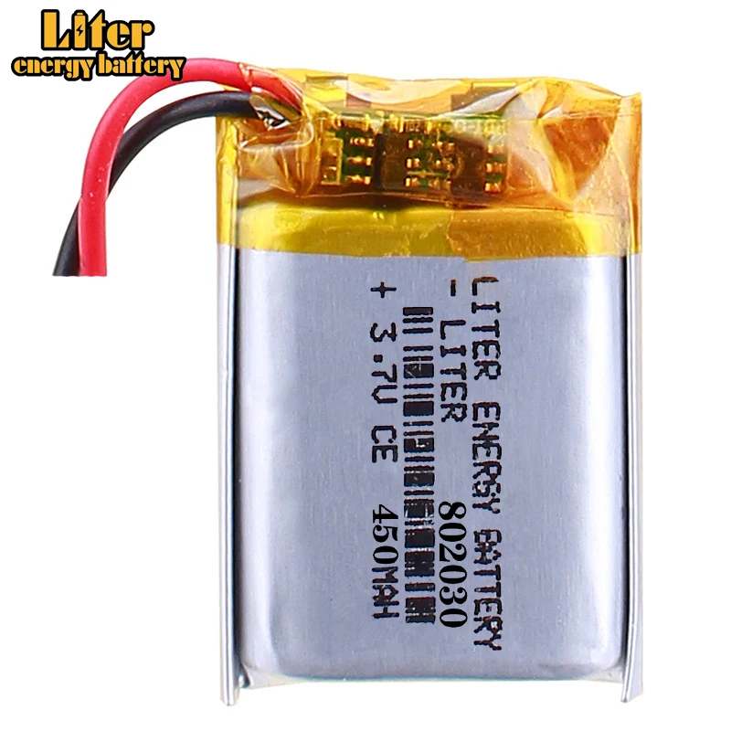 Liter energy battery 1pcs/lot 802030 450mAh 3.7V lithium polymer battery MP3 MP4 MP5 Li ion massager battery