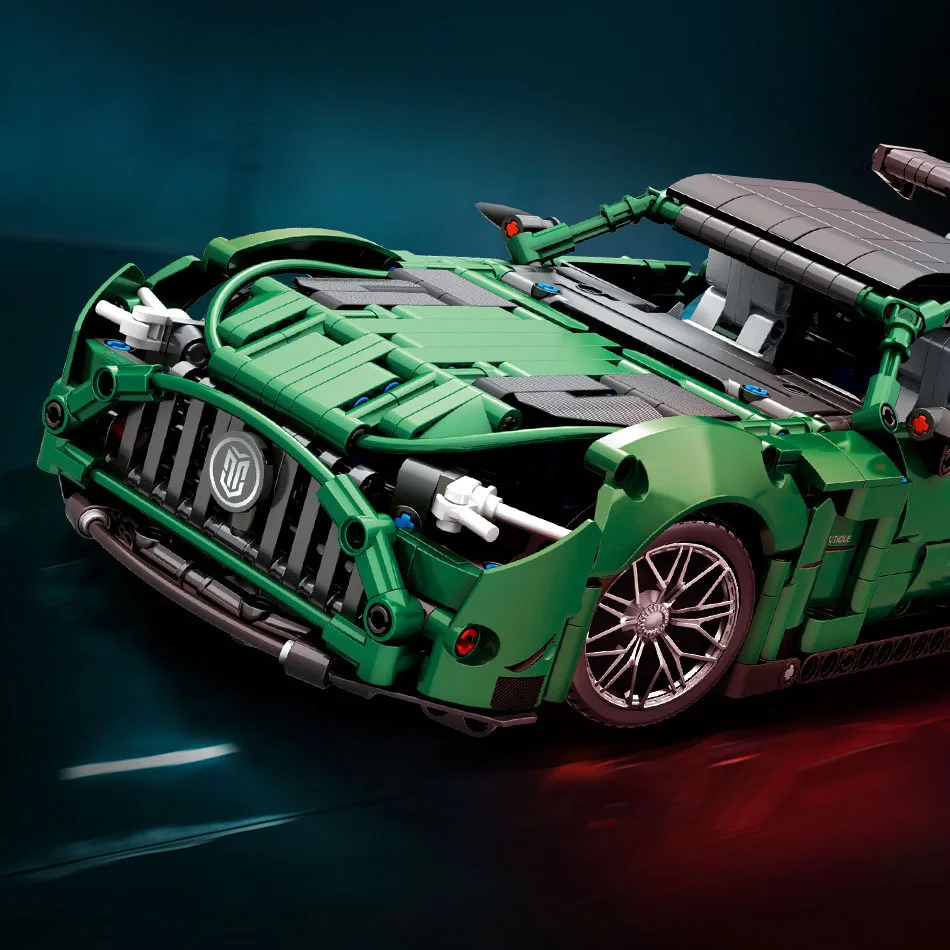 Creative static model of Mercedes-Benz Green Monster sports car, challenging assembly model, educational toy figurine, birthday