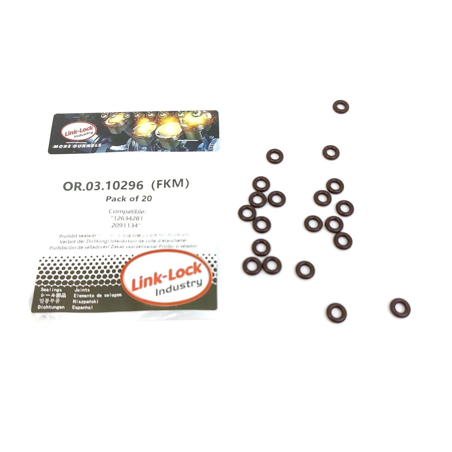 

Комплект уплотнительных колец LINK-LOCK 20 шт. OR.03.10296 FKM Viton для вентиляции картера 12634281 2091134 для BUICK-LCV LHN LTG, для CAD