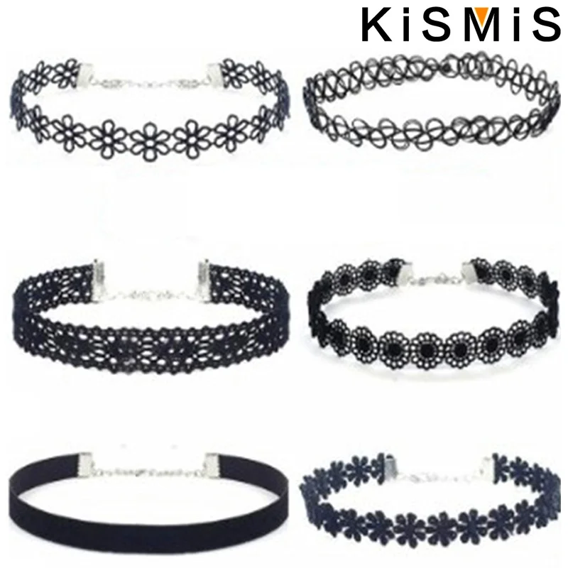 6Pcs Black Lace Choker Necklace Set Vintage Gothic Punk Women Jewelry Fashion Necklaces for Women Elegant Accessories 1Set - view 6