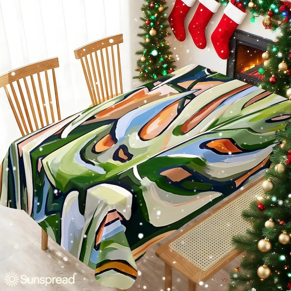 Painted Monstera Waterproof table cloth, splash-proof tablecloth, for party, Halloween, Christmas, dining, camping