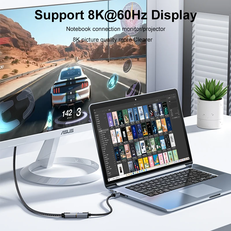 SAMZHE Mini DP zu DP Buchsenkonverter Mini Displayport zu DP Kabel 8K TV-Projektor für Apple MacBook Pro – Detail 4