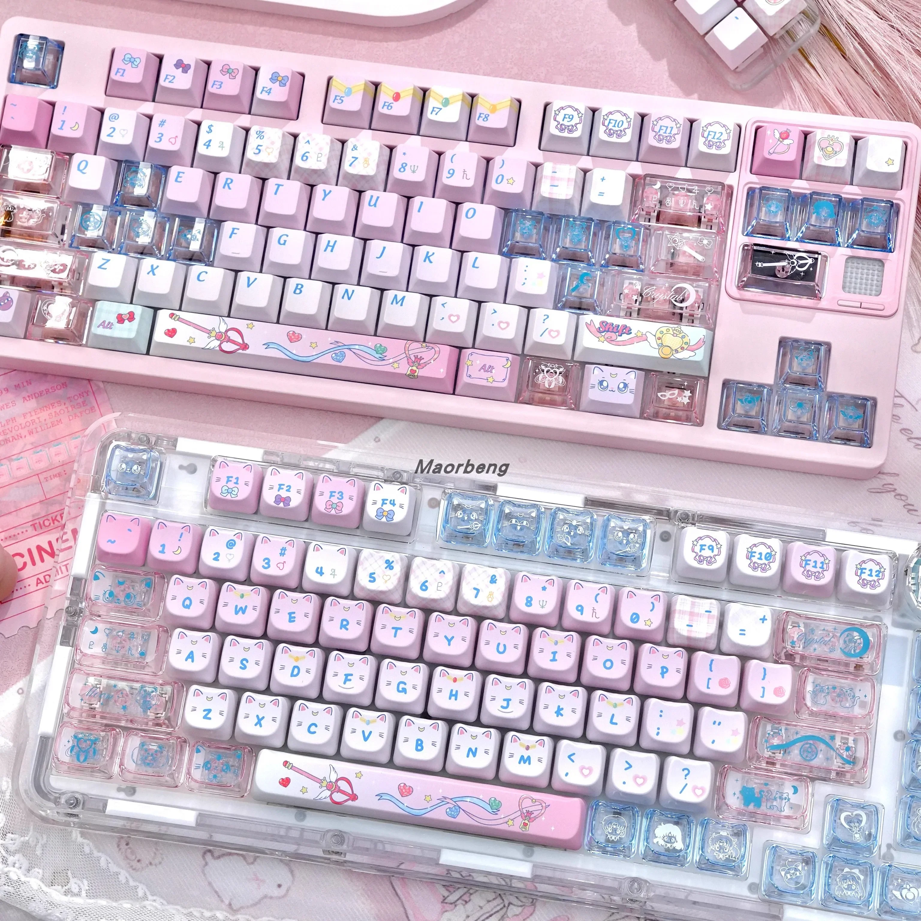 Magic theme keycap MAO/original highly sublimated PC printing transparent large full set of crosses