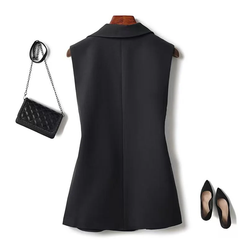 سترات نسائية جديدة لربيع وخريف 2025 صدرية واحدة الصدر بدون أكمام صدرية سترة معطف فضفاض متعدد الاستخدامات سترة معطف علوي