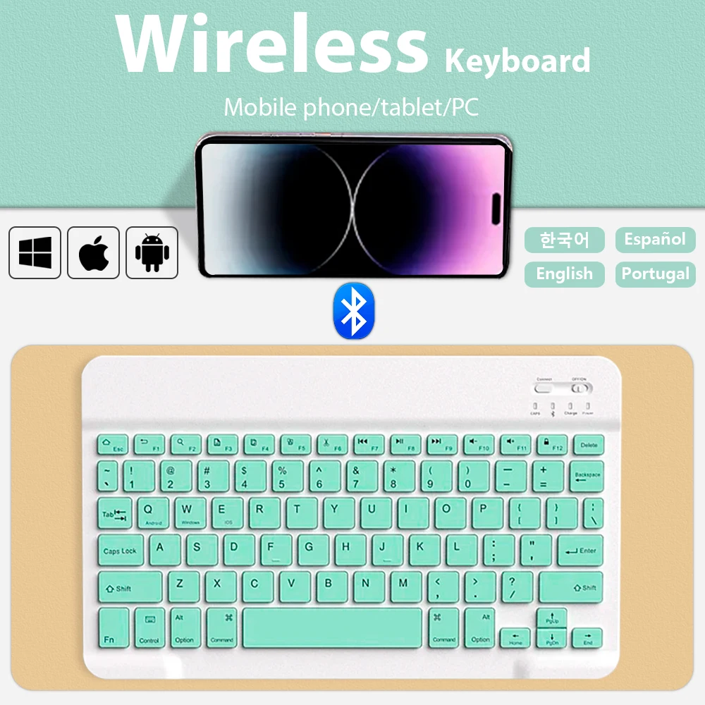 Bluetooth Wireless Keyboard For Mobile Phone Tablet PC Durable Bluetooth Keyboard Mobile Phone Accessories Green Mini Keyboard