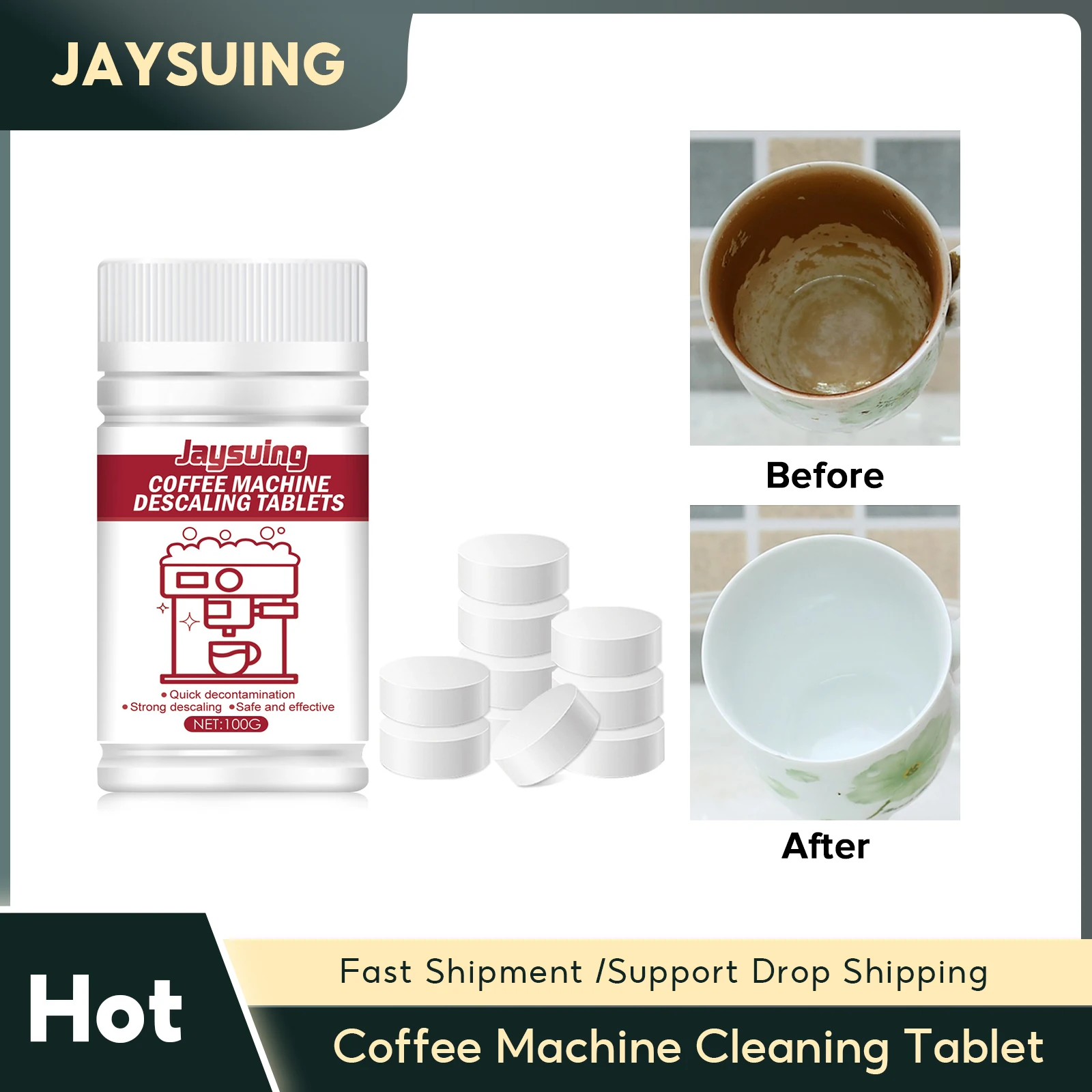 Coffee Machine Cleaning Tablet Effervescent Tablet Descaling Agent Stains Remover Cleaner Household Machine Cleaning Products