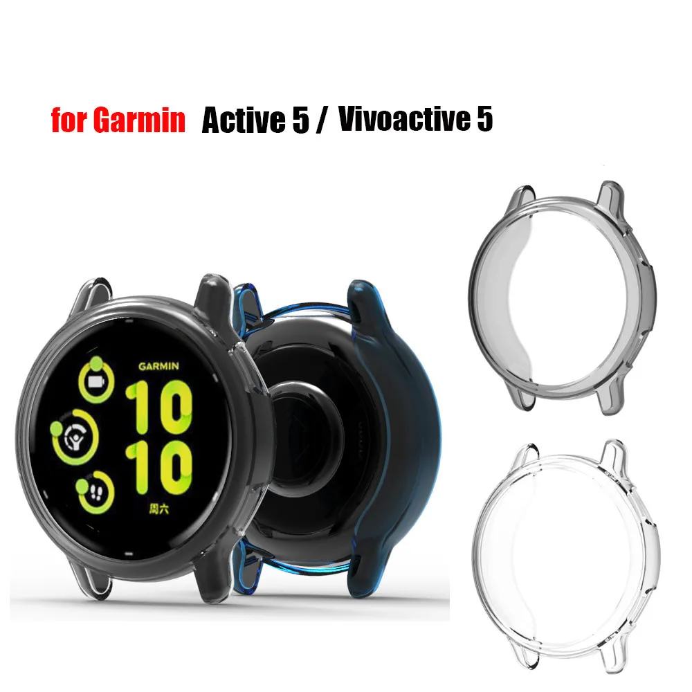 

For Garmin Vivoactive 5/Garmin Active 5 Protector Case TPU Case Cover Protective Frame Shell Transparent