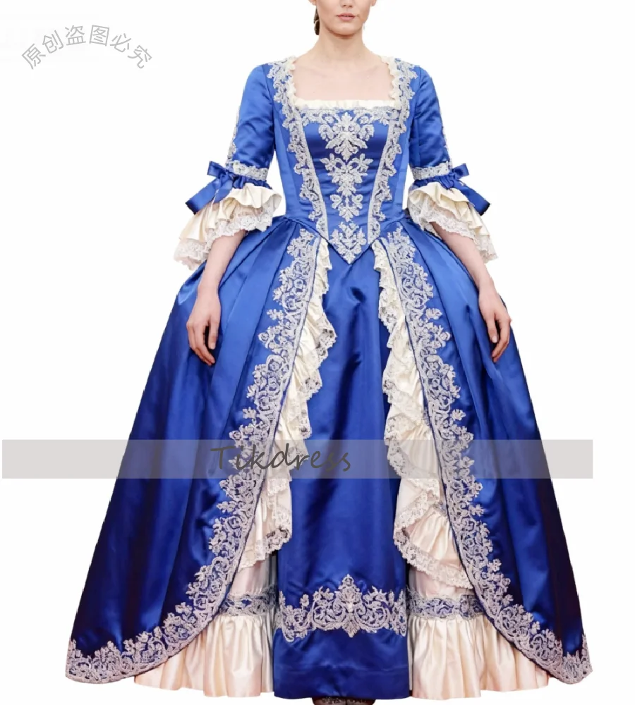 레트로 블루 튜더 켈틱 이브닝 드레스 소매 포함 빈티지 중세 백작부인 의상 공식 티 파티 프로무 드레스 2026 행사용