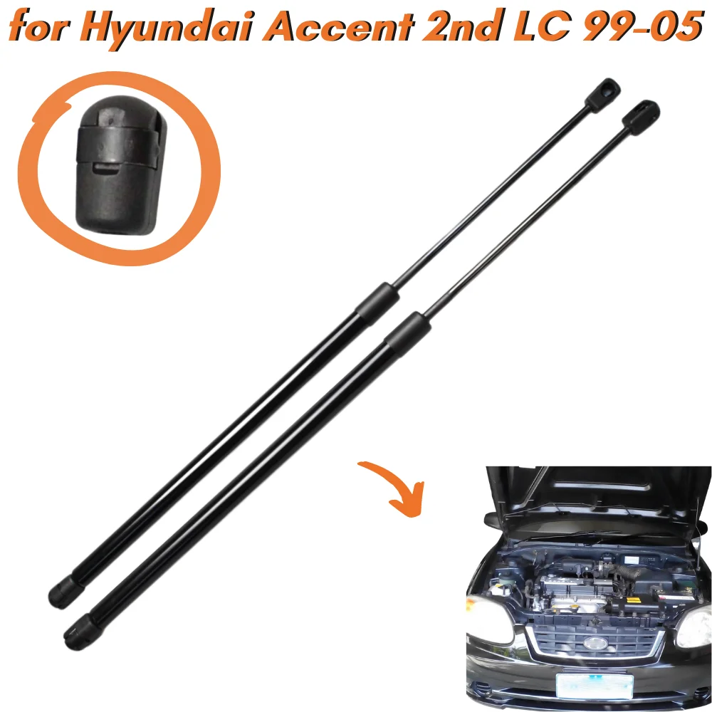 

Qty(2) Hood Struts for Hyundai Accent Verna Brio Avega LC 1999-2005 Front Bonnet Gas Springs Shock Absorbers Lift Supports