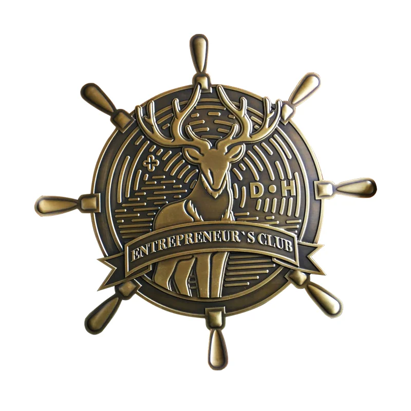 

retro bronze plate three-dimensional relief engraving stainless steel embassy company