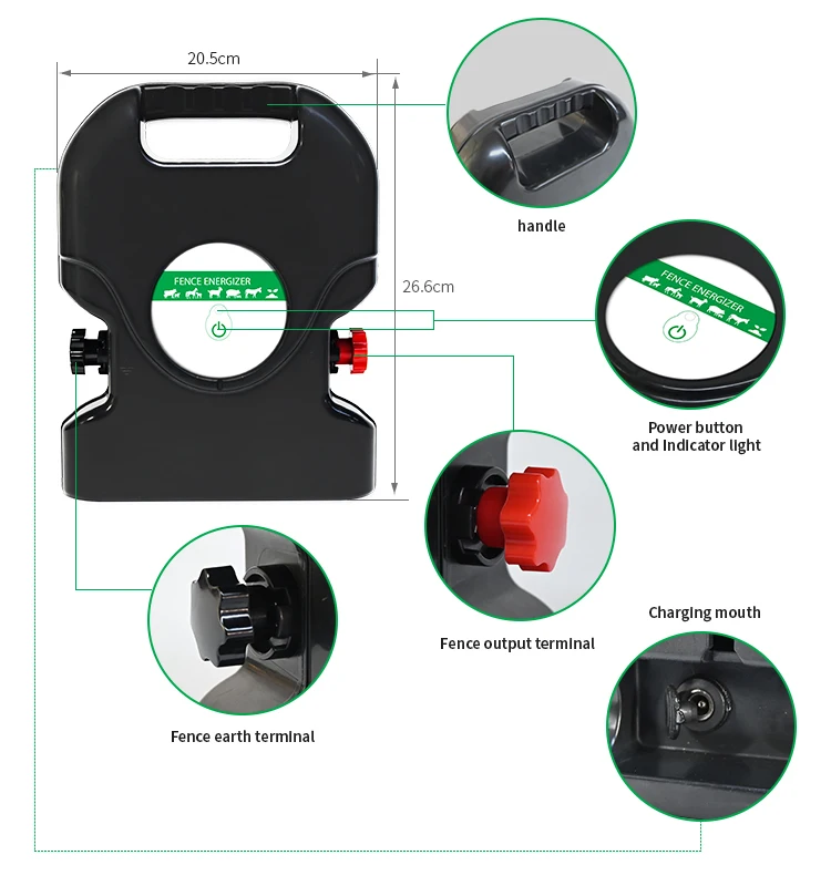 Solar Electric Fence Energizer for Farm Livestock, High Voltage Fence Charger for Cattle, Horses, Sheep and Elephant