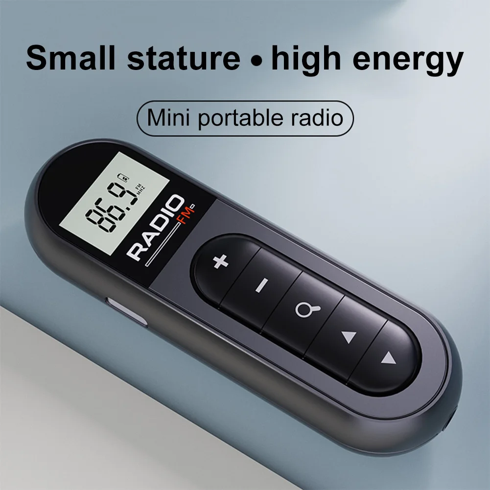 Radio lavalier Clip ricaricabile Radio FM 76-108MHZ Radio walkman con display LCD retroilluminato per guide turistiche per conferenze