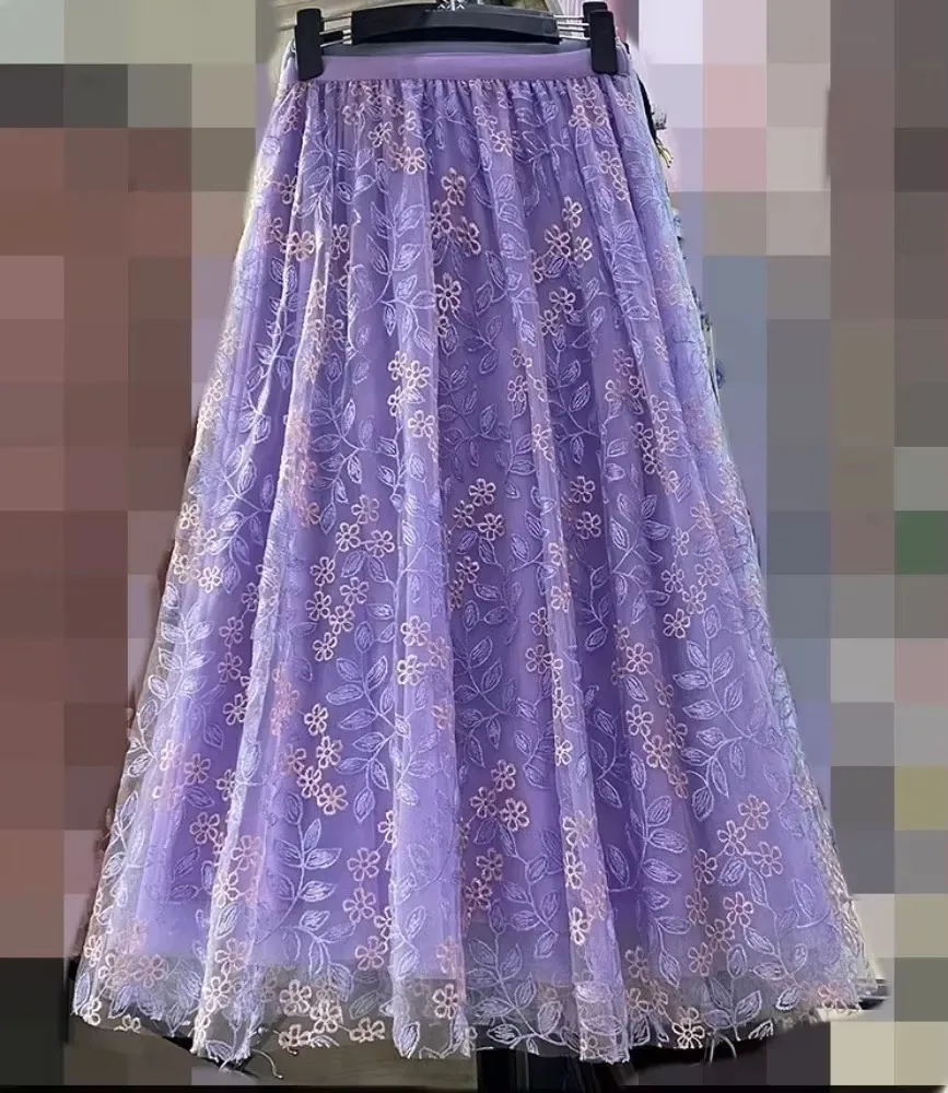 Y2k Skirt Fashion Clothes Vintage Long Skirt Ethnic Style Woman Clothing Casual Elegant Summer Embroidery Streetwear Party