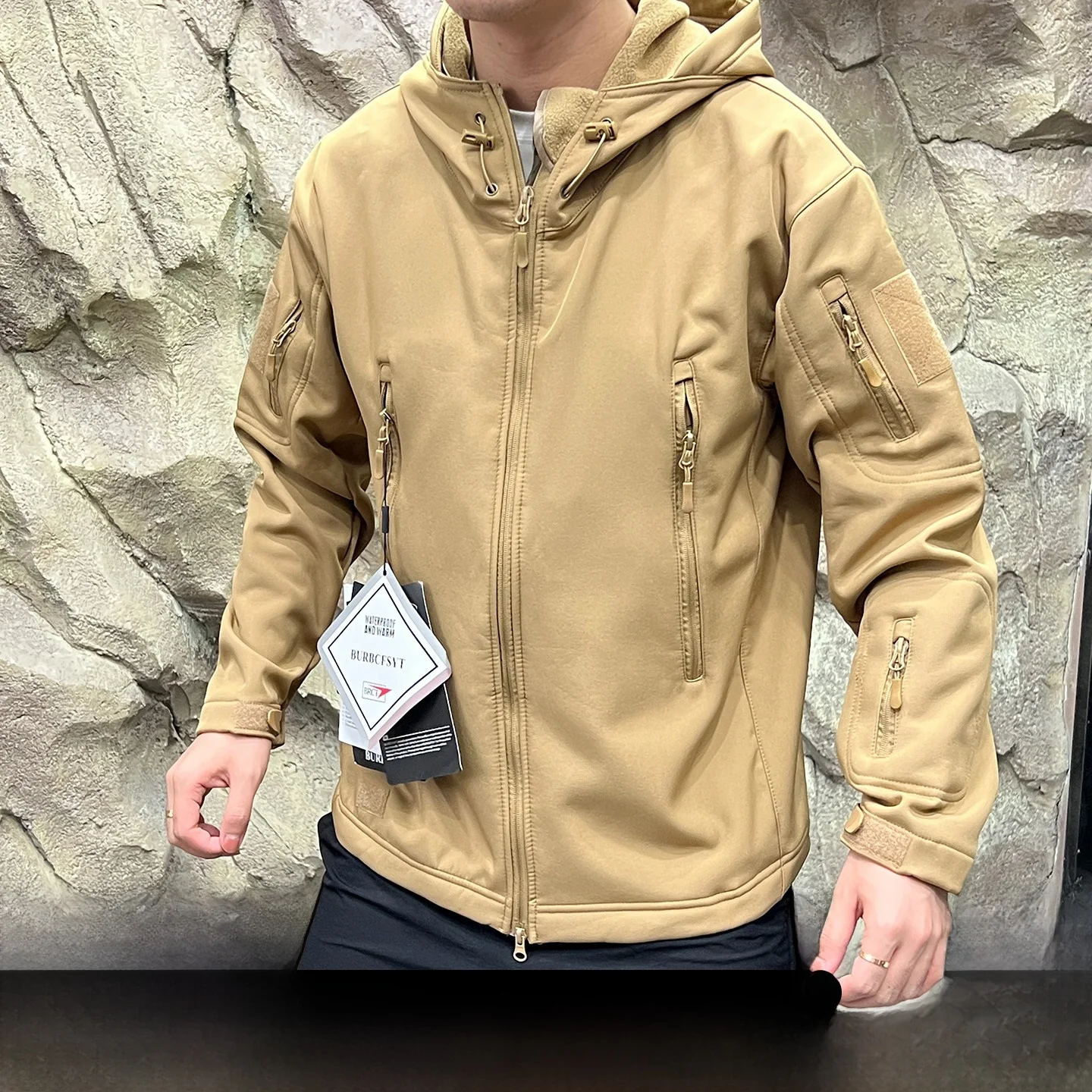 

Tactical Executive Series 3D Tailored Fce Lined Breathable Men's Soft ell Jaet Autumn Winter Waterproof Outerwear