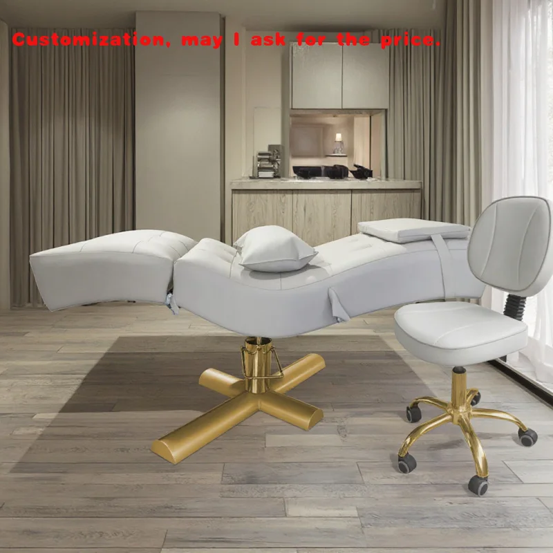 custom.Hydraulic Bed Modern Luxury Lash Bed Massage Tables Eyelash Chair Shampoo Spa Curved Beauty Bed Salon Furni