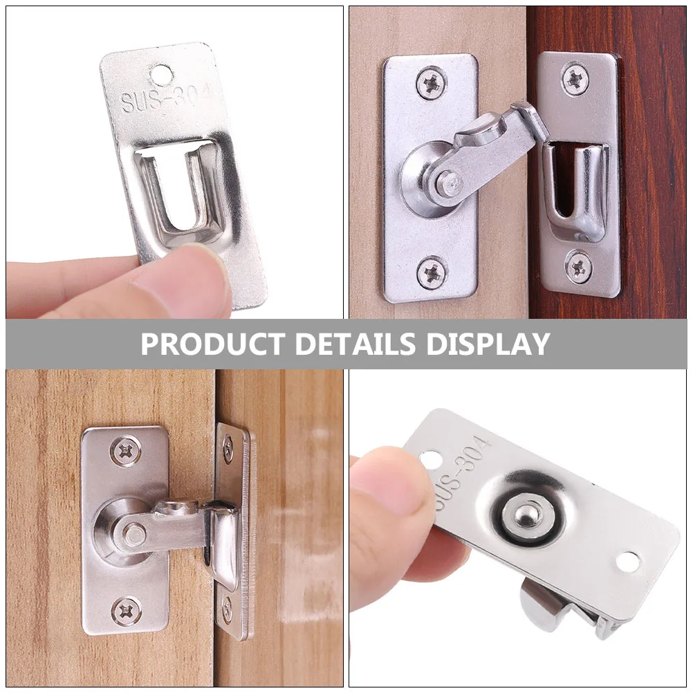 

2pcs Stainless Steel Door Latch Security Lock Bolt Hasp Buckle 90 Degree Window Sliding Household Safety Hardware Pet Cage