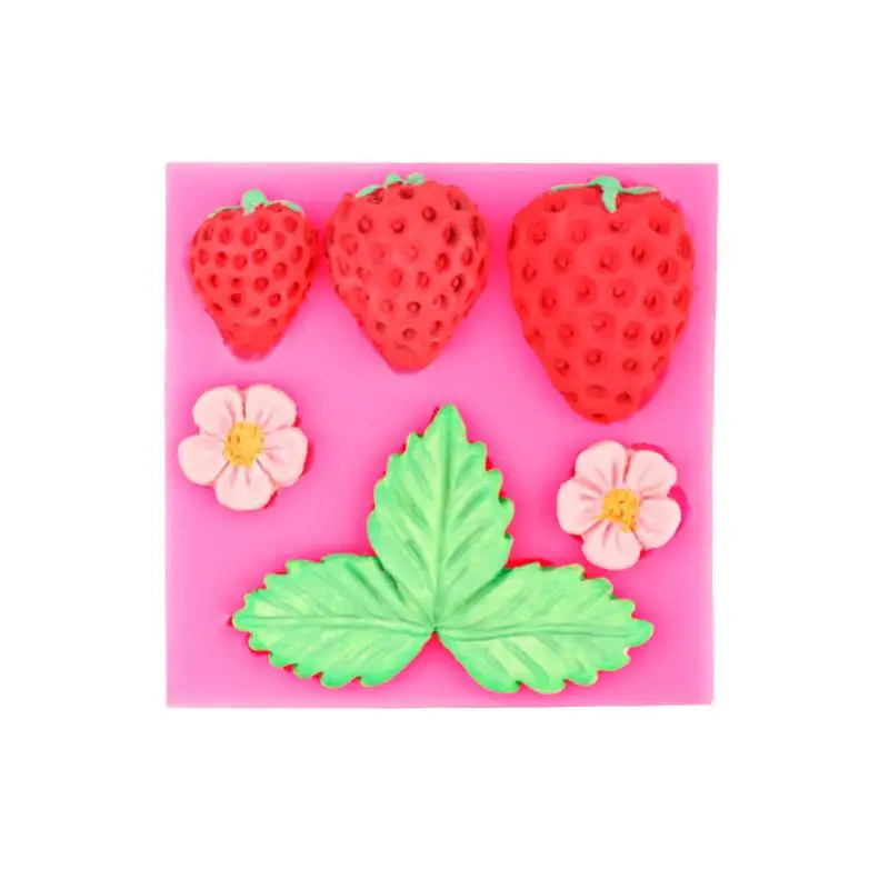 1Pcs Strawberry Flower Leaf Fondant Silicone Mold Cake Decorating Tool Sugarcraft Chocolate Gumpaste Mold Outdoor Tableware