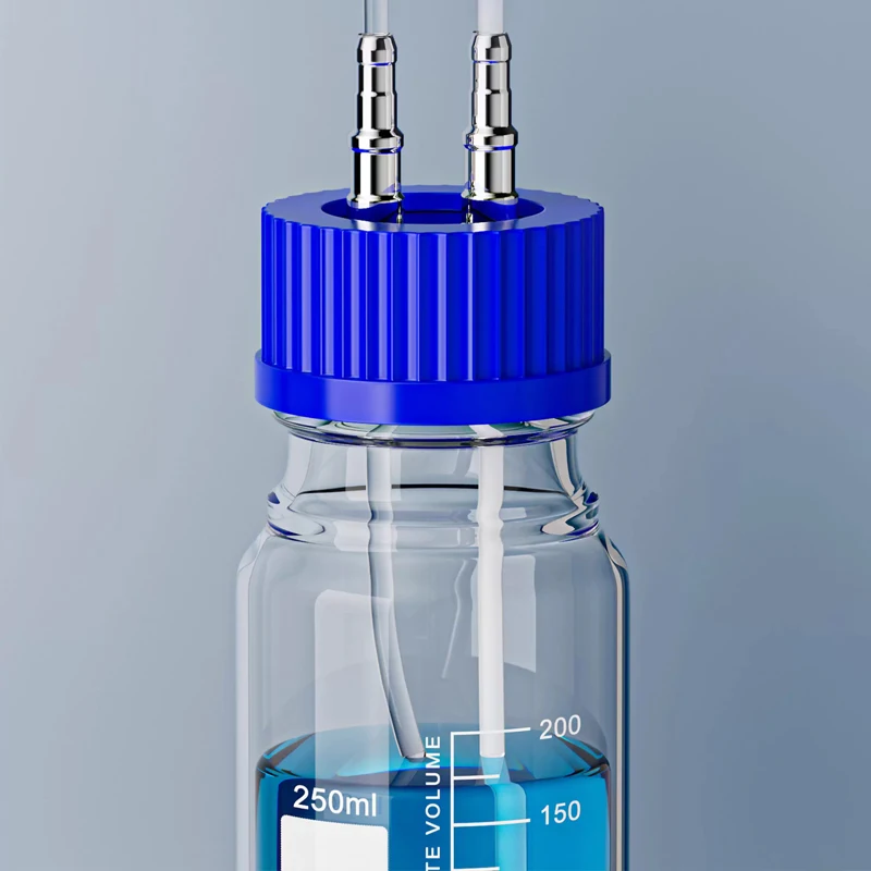 GL45 Fermentation Tank Reactor Feed Cover Stainless Steel Jar Lid with SS304 or PP Blue Headspace Cap Refill Cover for Bottles