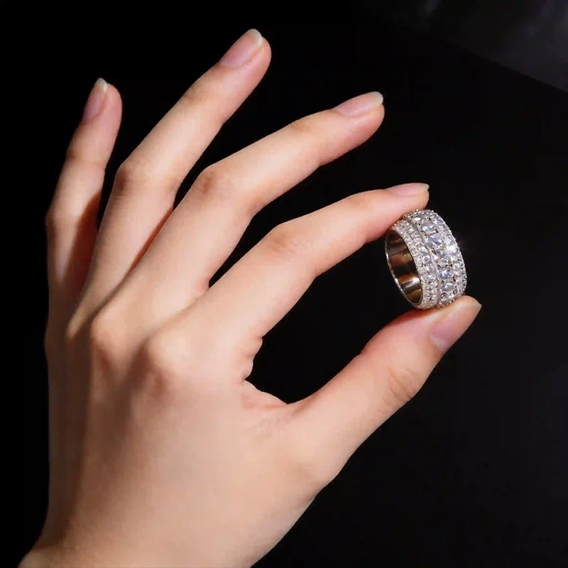 TUHE Unisex Iced Out Moissanite Men's Rings S925 For Man Hip Hop Jewelry luxury S925 Ring Pave Setting Man Jewelry Accessories view 3
