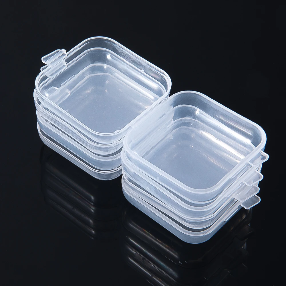 5/20PCS Mini Plastic Storage Box Transparent Jewelry Storage Box Container Portable Earring Ring Earplugs Packaging Storage Case