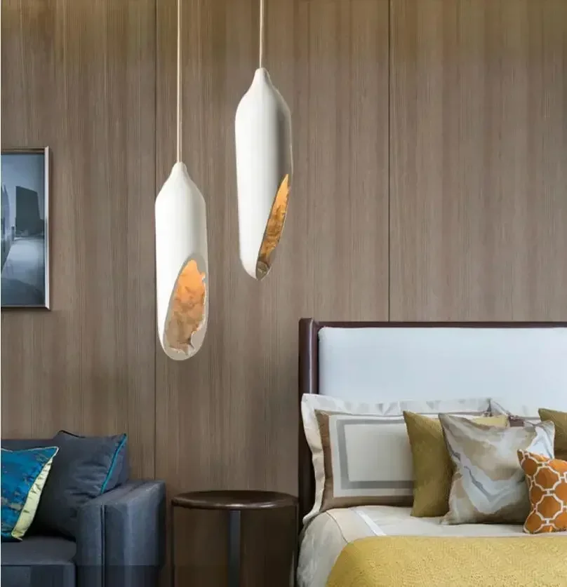 Japanese Style Wabi-Sabi Pendant Lamp Modern Creative Plaster Hanging Lamp Foyer Kitchen Bedroom Bedside Gyspum Chandelier