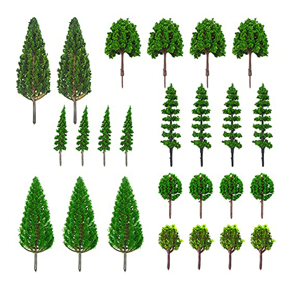 

25pcs Model Trees Train Scenery Mixed Miniature Trees Artificial Wargame Fake Tree Model Railroad Diorama Supplies Sandtable