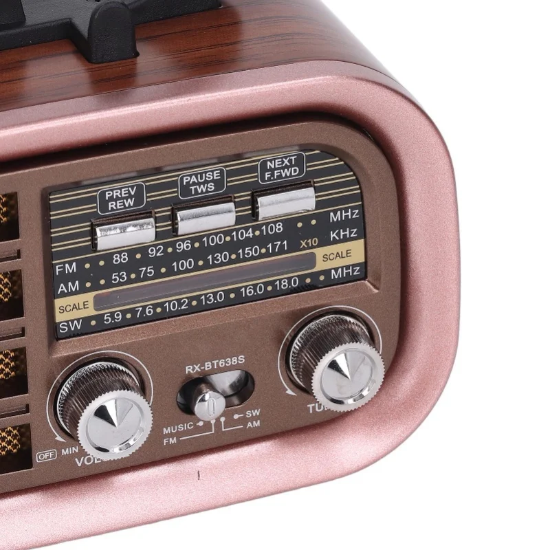 Piccola radio vintage retrò AM FM SW batteria ricaricabile portatile ad energia solare per campeggio domestico BT638S