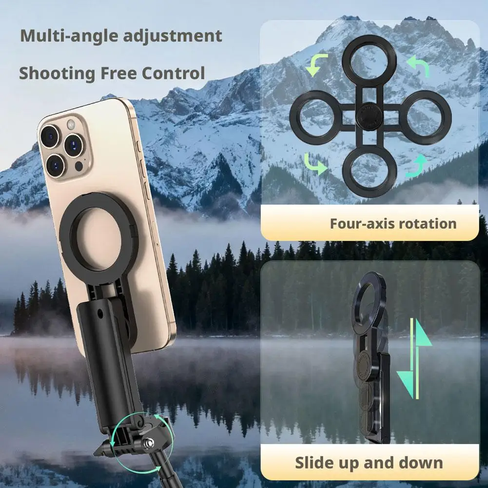 

4-in-1 Multifunctional Mini Selfie Stick with Wireless Bluetooth Control 360° Rotating Magnetic Base for Video Record