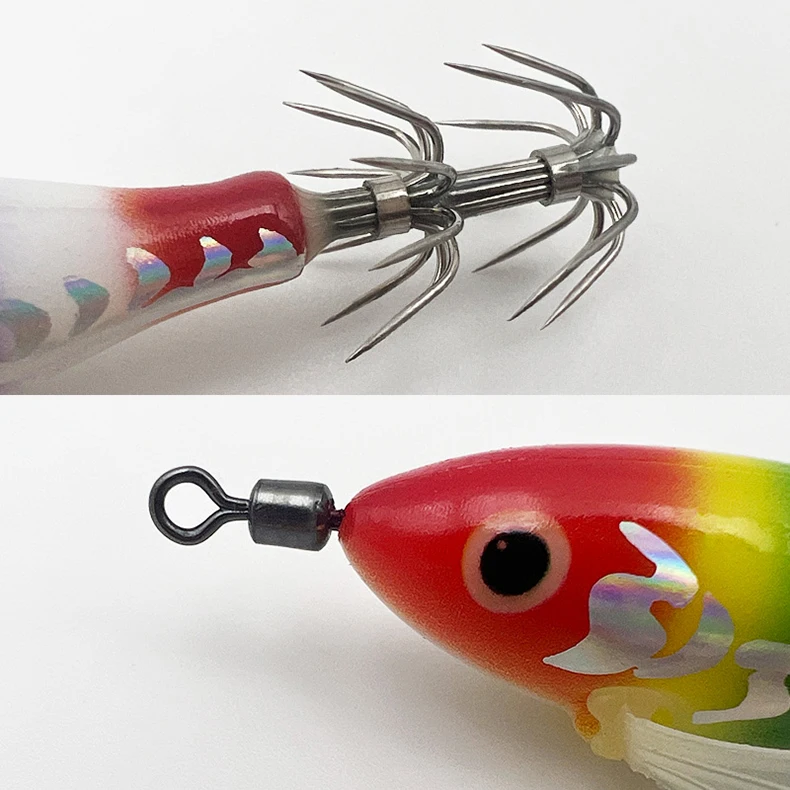 ShareShark 5 Stück/Box Leuchtendes Horizontales Garnelen-Lasermuster Hartköder-Set, geeignet für Meeresangeln auf Tintenfische und Oktopus. – Detail 16