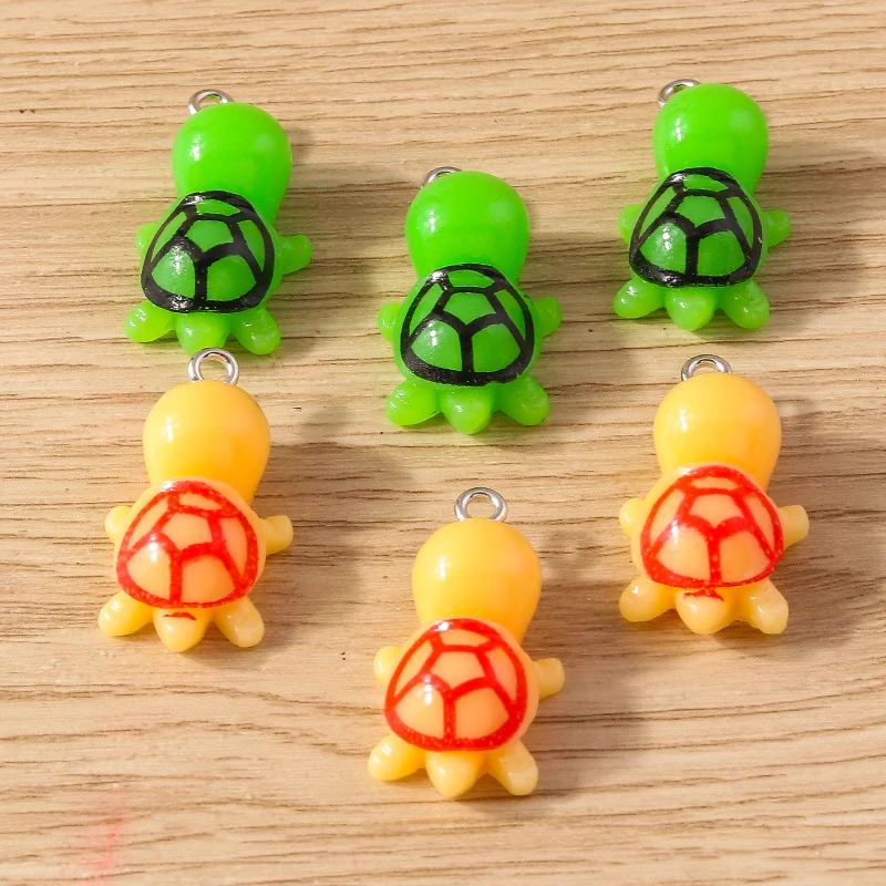 Tusember 10 Stück Sommer Strand Tier-Anhänger Niedliche Harz-Cartoon-Schildkröten-Anhänger für Schmuckherstellung Ohrringe Halskette DIY Basteln – Detail 3