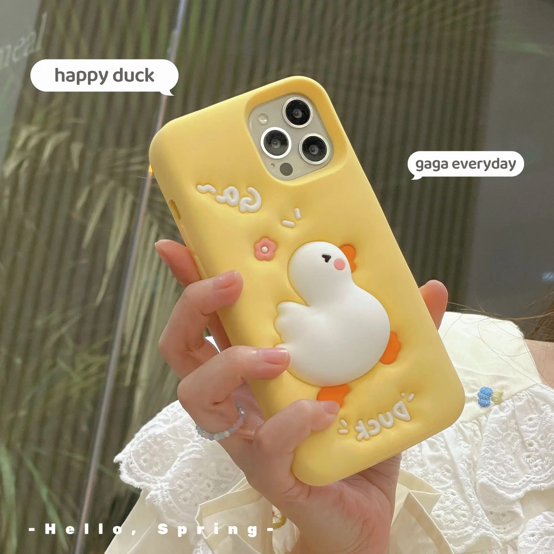 Silicone Back Cover Girl Squishy Phone Case For IPhone 11 12 13 14 15 16 Pro Max 14 15 Plu 3D Toys Cartoon Duck Shockproof Soft