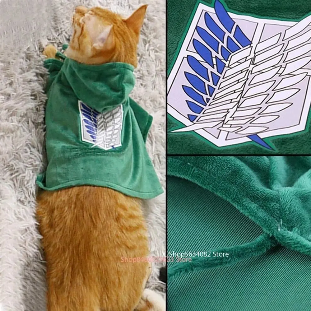 Capa de Anime para mascotas, disfraz de Shingeki No Kyojin, disfraz de Cosplay de ataque de Halloween, Titaner, perro, gato, fotografía de navidad,