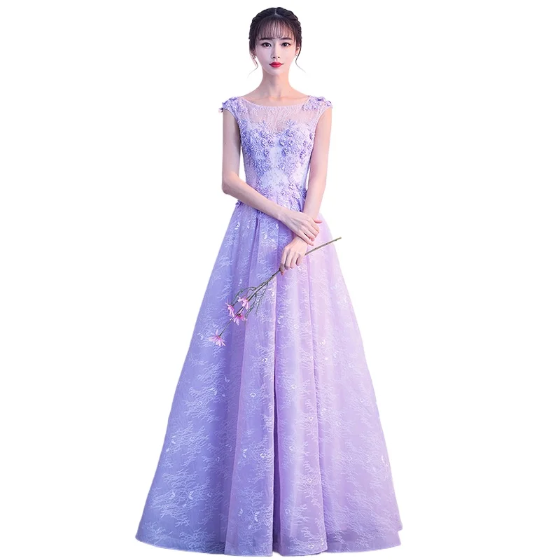 

Evening Dress for Women2025New Purple Banquet Style Dress for Female Celebrities for Hosting Choral Performance Long Dress
