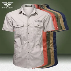 Military Cargo Shirts Men Summer Wear-resistant Short Sleeve Work Shirt Outdoor Army Tactical Shirts Multi-pocket Chemise Homme