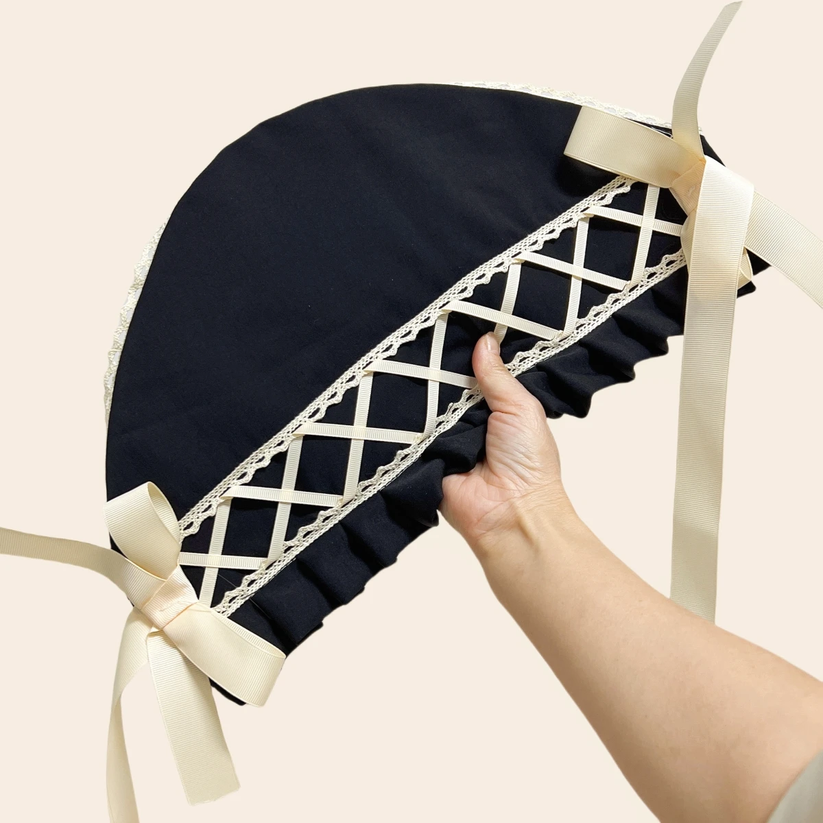 Lolita หมวก Gorgeous Bonnet Victorian Headpiece Elegant Party แบนหมวก Pastorale สไตล์ลูกไม้หมวก Bnt คอสเพลย์ Prop