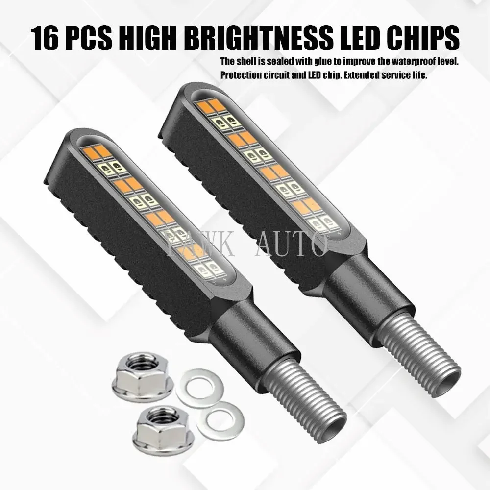 Miniluz LED intermitente para motocicleta, lámpara de señal ámbar, color negro, 8mm, 12V, 16 LED