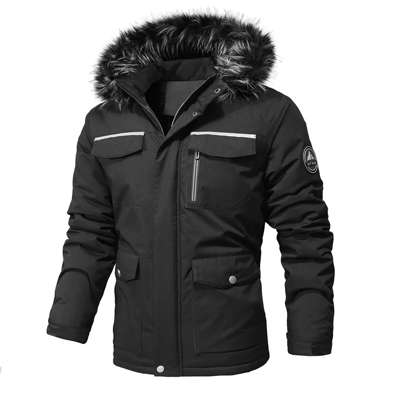 Nuovi uomini invernali collo di pelliccia con cappuccio parka caldi piumini in pile maschile di alta qualità cappotti più spessi Hombre giacche Casual taglia 4XL