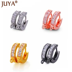 Juya-Serie de lujo de circón, accesorios para pendientes hechos a mano, cierres, ganchos, accesorios para la fabricación de joyas