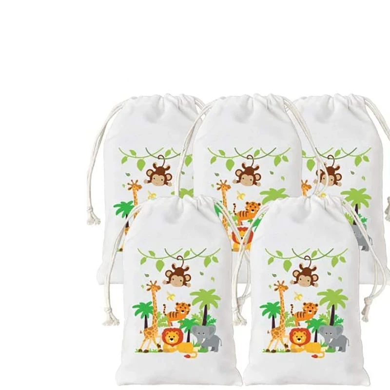 

5pcs animal gift bags jungle Safari zoo themed boy girl Wild one two three 1st 2nd 3rd 4th Birthday party Baby Shower decoration