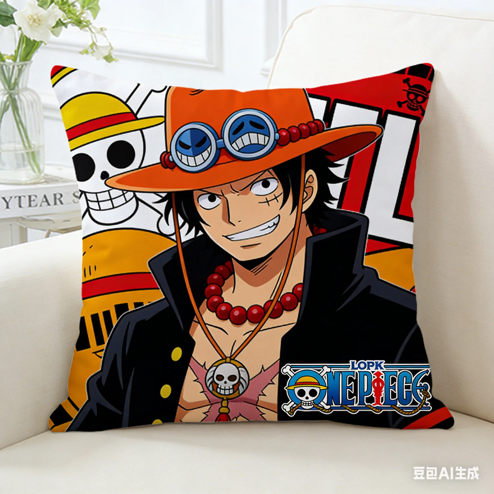 Anime One Piece Patterned Pillowcase Single For Sleeping And Decorative Cushion Cover On Sofa In Living Room Bedroom